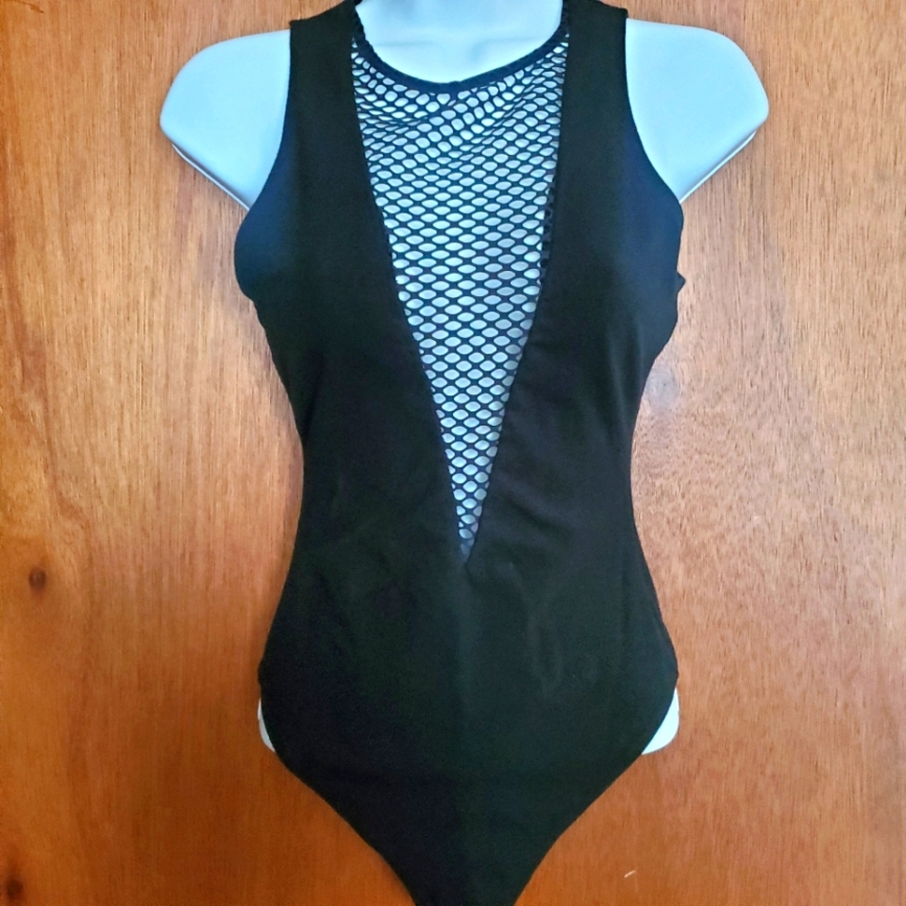 Victoria's Secret Black Mesh Bodysuit